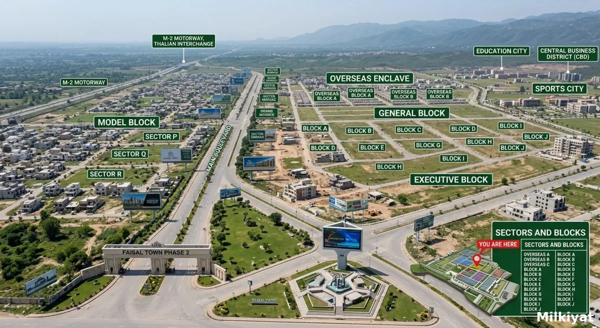 Faisal Town Phase 2 Sectors and Blocks