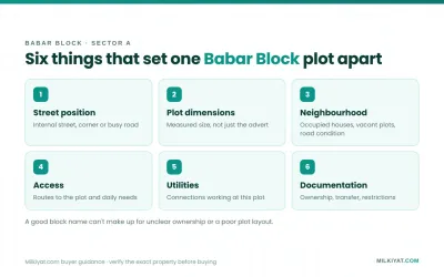 Block)	Six factors to check for a plot in Babar Block, Bahria Town Sector A Lahore