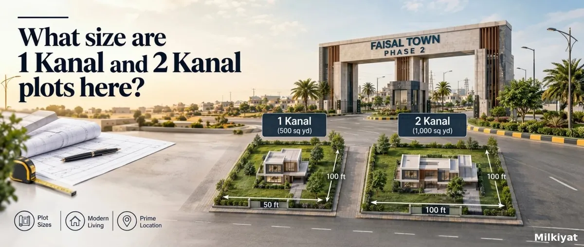 1 Kanal and 2 Kanal Plots in Faisal Town Phase 2: Sizes, Prices and Payment Plans