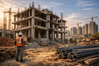 Pakistan construction site grey structure under construction Lahore 2026