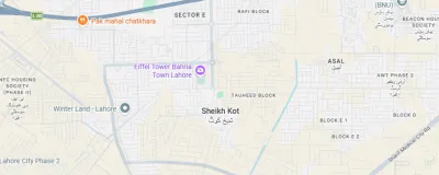 Location of Tauheed Block in Bahria Town Lahore, showing its position within the wider residential development.