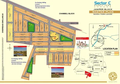Master plan of Bahria Town Lahore showing the sector layout, internal road network and surrounding residential blocks for buyers exploring Janiper Block.