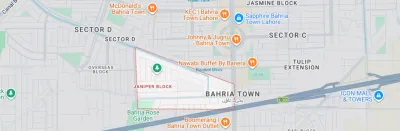 Janiper Block in Sector C, Bahria Town Lahore, highlighting its residential setting and connectivity to the surrounding roads and neighbourhoods.