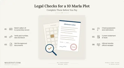 Six legal checks to finish before paying any token money for a 10 marla plot in Bahria Town Lahore.
