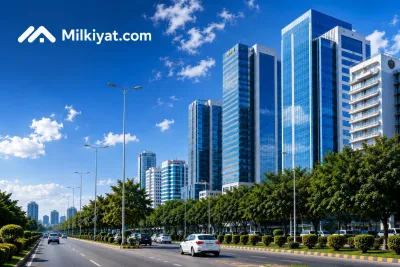 Blue Area towers on Jinnah Avenue.