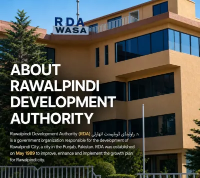 RDA Headquarters, Murree Road, Near Liaqat Bagh, Rawalpindi, where NOC applications, building plan approvals, and housing society registrations are processed. The RDA Governing Body meets here under the chairmanship of Punjab's Finance Minister.