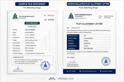 A file receipt vs. a plot allotment letter same-looking paperwork, very different legal weight.