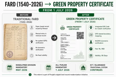 Comparison of the traditional Fard and the Green Property Certificate introduced in Punjab from 1 July 2026.