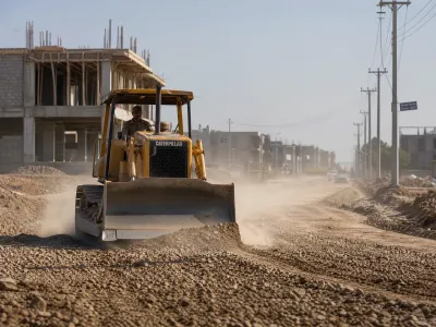Road construction and development work underway in Sector E-12 Islamabad