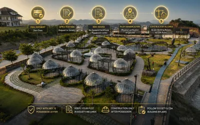 Park View City Islamabad possession process showing full payment, NDC issuance, plot demarcation, possession verification and construction approval steps.
