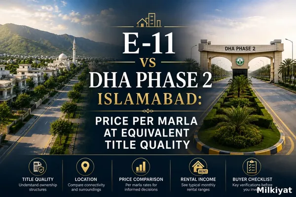 E-11 vs DHA Phase 2 Islamabad: Price Per Marla at Equivalent Title Quality