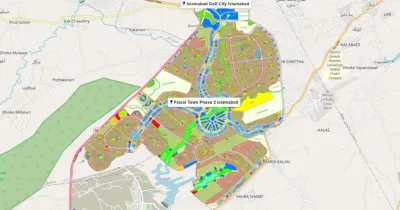 Faisal Town Phase 2 Sports City master plan and surrounding development districts