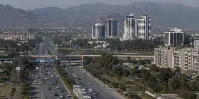 Jinnah Avenue and Blue Area towers forming the southern boundary of F-5 Islamabad