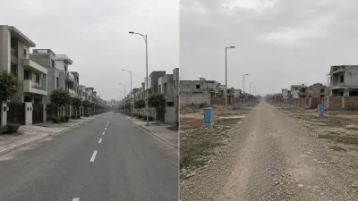 wo housing scheme streets at different development stages representing the need to compare plots beyond price
