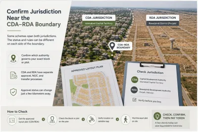 Buyer cross-checking a plot's location against a satellite map before visiting a housing scheme .