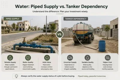 Comparison of piped water supply and tanker-dependent water service in a developing housing scheme.
