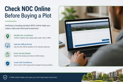 Searching an official online property verification portal for NOC and ownership details