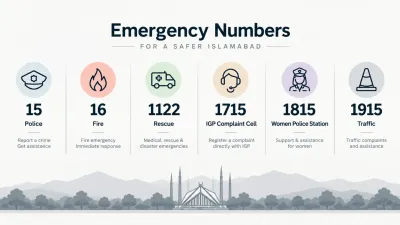 Islamabad emergency numbers for F-5 residents including police 15, fire 16 and rescue 1122
