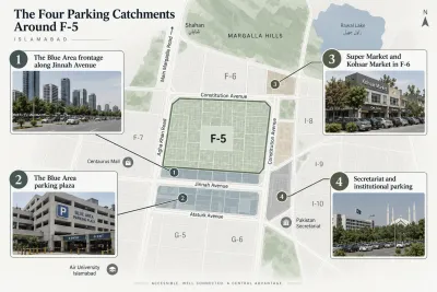 Map of four parking areas around F-5, Islamabad.