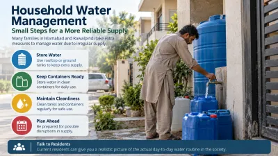 Household water storage practices reflecting inconsistent supply in a twin-city housing society