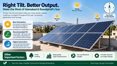 Solar panels angled for optimal sunlight capture on a home rooftop in Islamabad