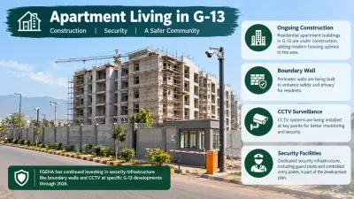 Apartment building under construction with security infrastructure in G-13 Islamabad