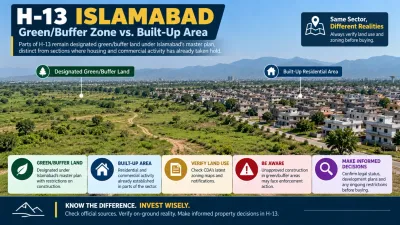 Undeveloped buffer zone land bordering built-up area in H-13 Islamabad
