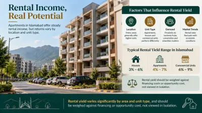 Mid-rise residential apartment building in a developed Islamabad neighbourhood