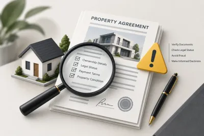 Conceptual image representing due diligence and caution when buying property