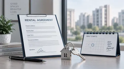 Illustration representing the rental process — lease agreement and key handover
