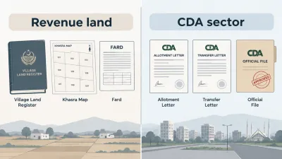 Comparison of revenue-record intkal and the CDA allotment transfer used in G-11 Islamabad