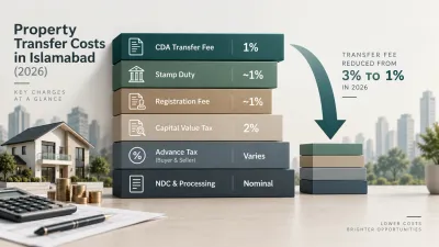 Breakdown of the 2026 property transfer cost stack in Islamabad including the reduced CDA transfer fee