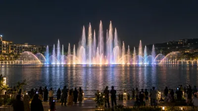 Dancing fountain view residences Park View City night fountain show on Downtown Lake