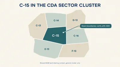 Conceptual graphic showing C-15 Islamabad within the broader western C-sector cluster; not an official CDA boundary map and not drawn to scale.