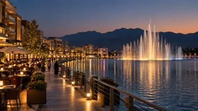 Downtown Park View City lake and dancing fountain — community lifestyle near Ayesha Tower at The Walk