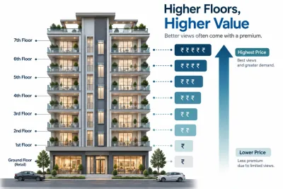 Lake Harbour 2 price per square foot rising by floor level in a G+6 waterfront building