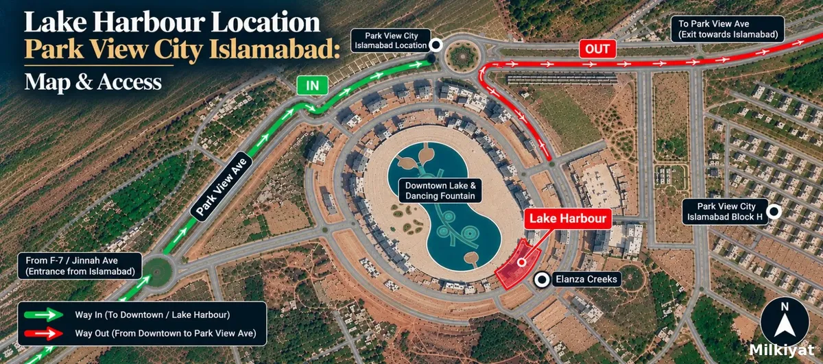 Lake Harbour Location Park View City Islamabad: Map, Access Roads & Nearby Landmarks Explained