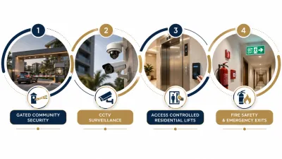 Four layers of Lake Harbour security features from society gate to apartment floor