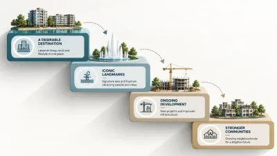 Infographic showing four drivers of Lake Harbour property appreciation in Downtown Islamabad
