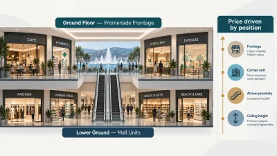 Infographic showing retail levels and price drivers for Elanza Creeks shops for sale