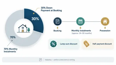 Infographic of the Elanza Creeks Park View City Islamabad payment plan showing down payment and instalment split