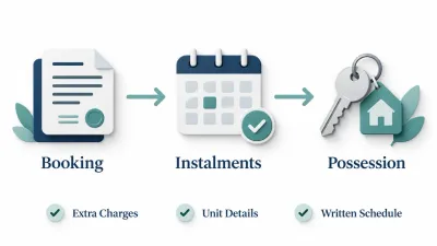 Graphic showing the office booking, instalment and possession stages.