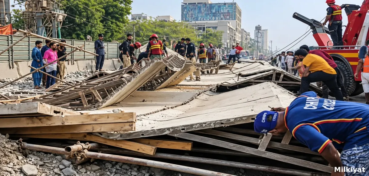 Karachi BRT Red Line Structure Collapses on University Road, Raising New Safety Concerns